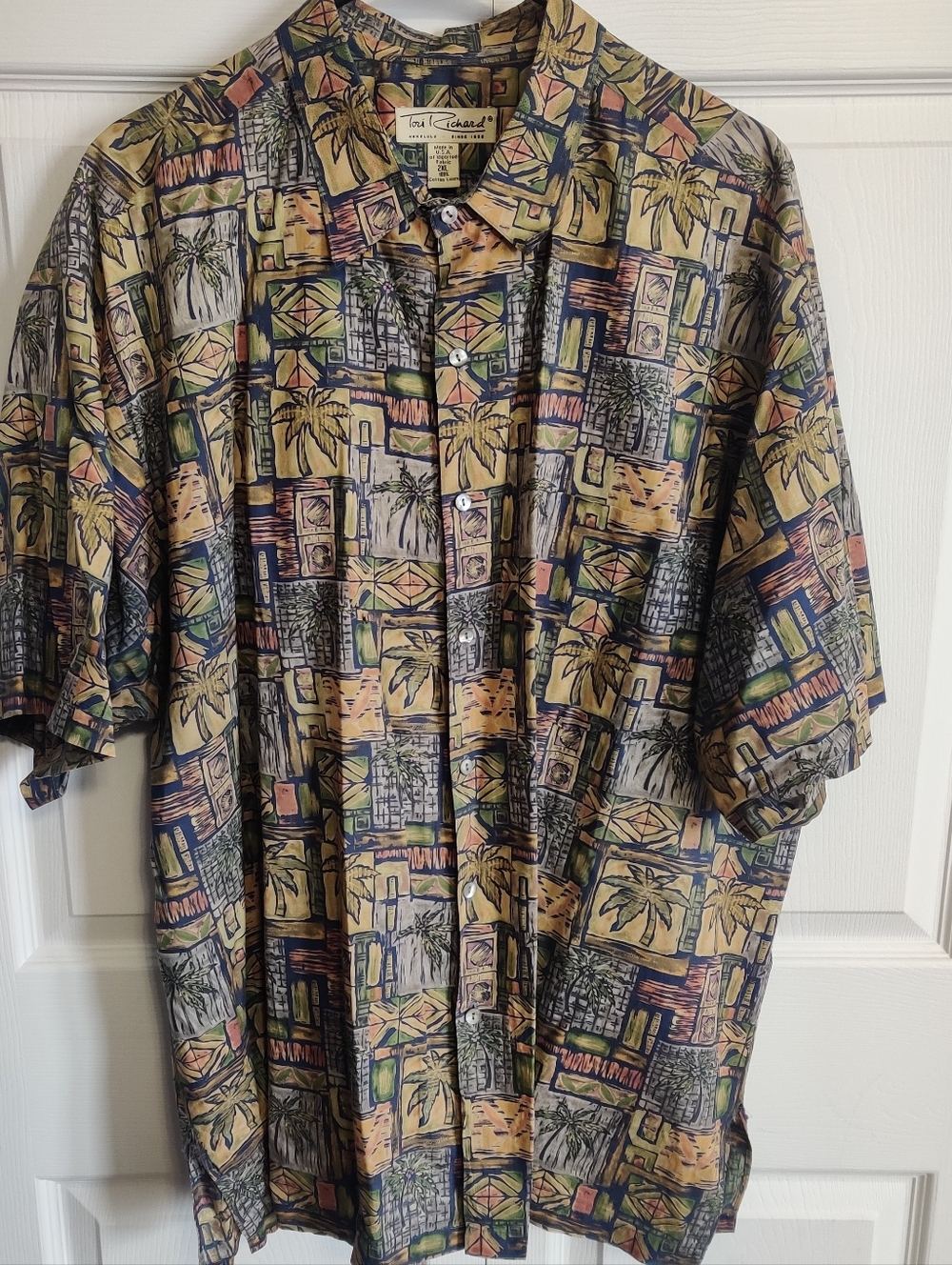 Tori Richard 2XL Mens Hawaiian Shirt Palm Tree Imported Hawaii Button Down